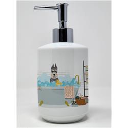 7.25 x 3.5 in. Salt Pepper Schnauzer Ceramic Soap Dispenser