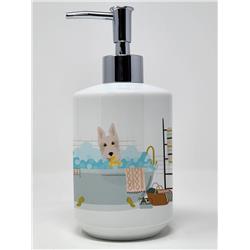 7.25 x 3.5 in. Wheaten Scottish Terrier Ceramic Soap Dispenser