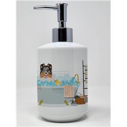 7.25 x 3.5 in. Blue Merle Sheltie Ceramic Soap Dispenser