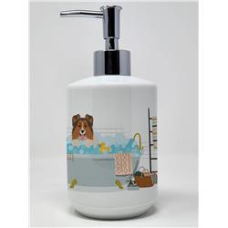 7.25 x 3.5 in. Sable Sheltie Ceramic Soap Dispenser