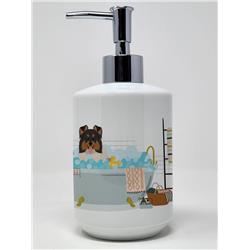 7.25 x 3.5 in. Tricolor Sheltie Ceramic Soap Dispenser