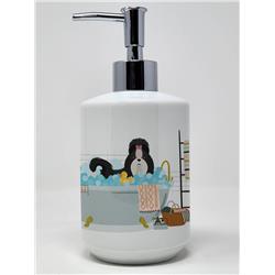 7.25 x 3.5 in. Black & White Shih Tzu Ceramic Soap Dispenser
