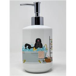 7.25 x 3.5 in. Black Shih Tzu Ceramic Soap Dispenser