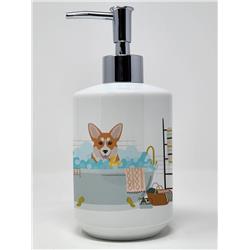 7.25 x 3.5 in. Red Pembroke Corgi Ceramic Soap Dispenser