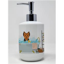 7.25 x 3.5 in. Black & Tan Puppy Cut Yorkshire Terrier Ceramic Soap Dispenser