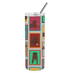 Picture of Carolines Treasures MLM1094TBL20 20 oz  Lots of Chocolate Labrador Retriever Stainless Steel Skinny Tumbler