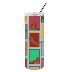 Picture of Carolines Treasures MLM1098TBL20 20 oz  Lots of Longhaired Red Dachshund Stainless Steel Skinny Tumbler