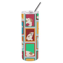 Picture of Carolines Treasures MLM1100TBL20 20 oz  Lots of Piebald English Bulldog Stainless Steel Skinny Tumbler