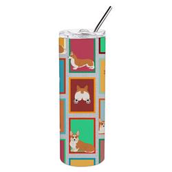 Picture of Carolines Treasures MLM1101TBL20 20 oz  Lots of Red &amp; White Pembroke Corgi Stainless Steel Skinny Tumbler