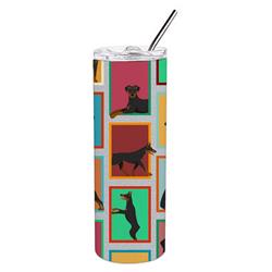 Picture of Carolines Treasures MLM1107TBL20 20 oz  Lots of Doberman Pinscher Stainless Steel Skinny Tumbler