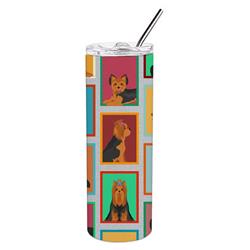 Picture of Carolines Treasures MLM1110TBL20 20 oz  Lots of Black &amp; Tan Yorkie Stainless Steel Skinny Tumbler