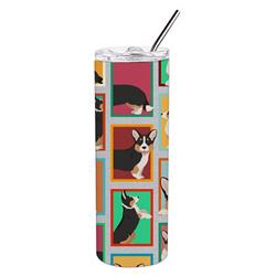 Picture of Carolines Treasures MLM1112TBL20 20 oz  Lots of Tricolor Cardigan Corgi Stainless Steel Skinny Tumbler