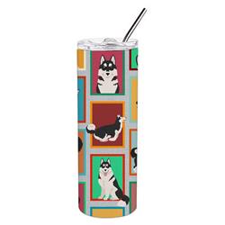 Picture of Carolines Treasures MLM1114TBL20 20 oz  Lots of Siberian Husky Stainless Steel Skinny Tumbler