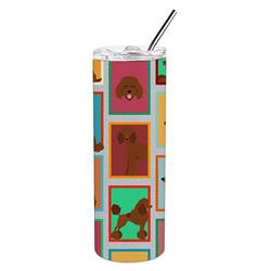 Picture of Carolines Treasures MLM1116TBL20 20 oz  Lots of Chocolate Standard Poodle Stainless Steel Skinny Tumbler
