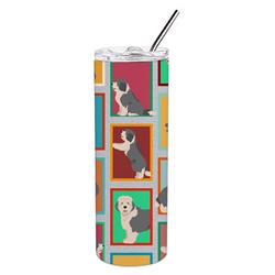 Picture of Carolines Treasures MLM1120TBL20 20 oz  Lots of Old English Sheepdog Stainless Steel Skinny Tumbler