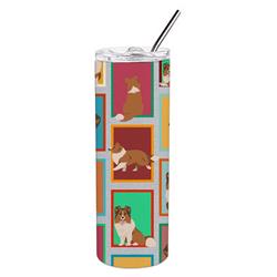 Picture of Carolines Treasures MLM1121TBL20 20 oz Lots of Sheltie Stainless Steel Skinny Tumbler