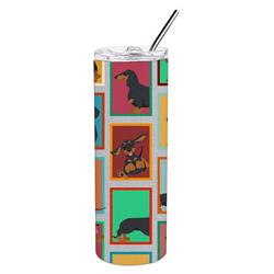 Picture of Carolines Treasures MLM1125TBL20 20 oz  Lots of Black &amp; Tan Dachshund Stainless Steel Skinny Tumbler