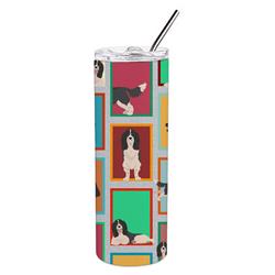 Picture of Carolines Treasures MLM1127TBL20 20 oz  Lots of Black &amp; White English Springer Spaniel Stainless Steel Skinny Tumbler
