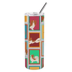 Picture of Carolines Treasures MLM1129TBL20 20 oz  Lots of Red &amp; White Papillon Stainless Steel Skinny Tumbler