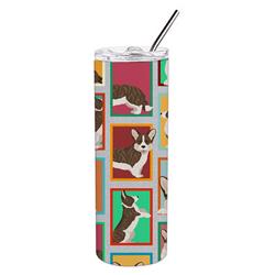 Picture of Carolines Treasures MLM1132TBL20 20 oz  Lots of Brindle Cardigan Corgi Stainless Steel Skinny Tumbler
