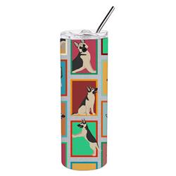 Picture of Carolines Treasures MLM1137TBL20 20 oz  Lots of Black &amp; Silver German Shepherd Stainless Steel Skinny Tumbler