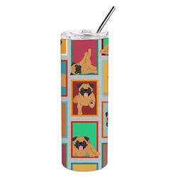Picture of Carolines Treasures MLM1143TBL20 20 oz  Lots of Apricot Pug Stainless Steel Skinny Tumbler