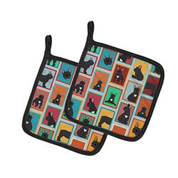 MLM1088PTHD 7.5 x 7.5 in. Unisex Lots of Black French Bulldog Pair of Pot Holders