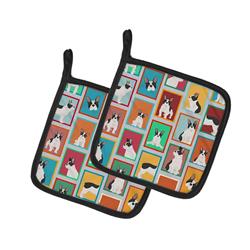 MLM1089PTHD 7.5 x 7.5 in. Unisex Lots of Black & White French Bulldog Pair of Pot Holders