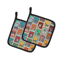 MLM1104PTHD 7.5 x 7.5 in. Unisex Lots of Schnauzer Pair of Pot Holders