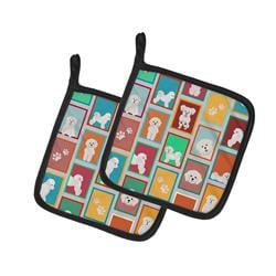 MLM1106PTHD 7.5 x 7.5 in. Unisex Lots of Bichon Frise Pair of Pot Holders