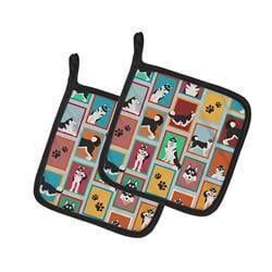 MLM1114PTHD 7.5 x 7.5 in. Unisex Lots of Siberian Husky Pair of Pot Holders