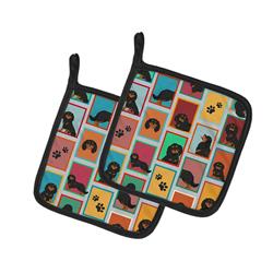 MLM1124PTHD 7.5 x 7.5 in. Unisex Lots of Black & Tan Cavalier King Charles Spaniel Pair of Pot Holders