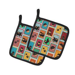 MLM1126PTHD 7.5 x 7.5 in. Unisex Lots of Black & Tan Pomeranian Pair of Pot Holders