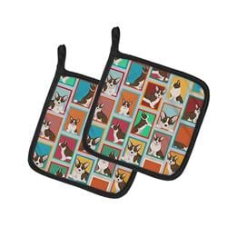 MLM1132PTHD 7.5 x 7.5 in. Unisex Lots of Brindle Cardigan Corgi Pair of Pot Holders