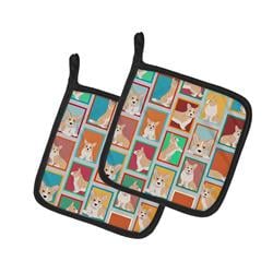 MLM1133PTHD 7.5 x 7.5 in. Unisex Lots of Fawn Cardigan Corgi Pair of Pot Holders