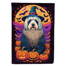 DAC1522GF 15.5 x 11.25 in. Old English Sheepdog Witchy Halloween Garden Flag