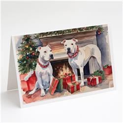5 x 7 in. Unisex White Pit Bull Terrier Christmas Greeting Cards & Envelopes - Pack of 8