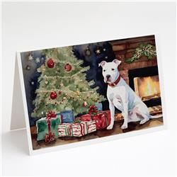 5 x 7 in. Unisex White Pit Bull Terrier Christmas Greeting Cards & Envelopes - Pack of 8