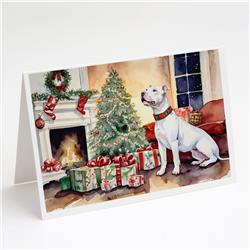 5 x 7 in. Unisex White Pit Bull Terrier Christmas Greeting Cards & Envelopes - Pack of 8