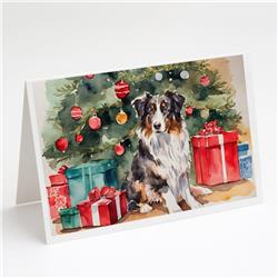 DAC1231GCA7P 5 x 7 in. Australian Shepherd Christmas Greeting Cards & Envelopes - Pack of 8