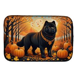 21 x 14 in. Unisex Black Chow Chow Fall Dish Drying Mat
