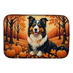 21 x 14 in. Unisex Collie Fall Dish Drying Mat
