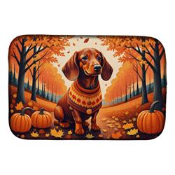 21 x 14 in. Unisex Dachshund Fall Dish Drying Mat