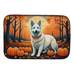 21 x 14 in. Unisex White German Shepherd Fall Dish Drying Mat