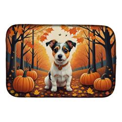 21 x 14 in. Unisex Jack Russell Terrier Fall Dish Drying Mat
