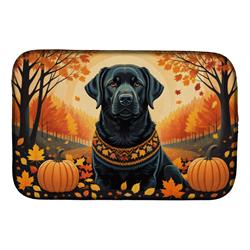 21 x 14 in. Unisex Black Labrador Retriever Fall Dish Drying Mat