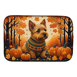 21 x 14 in. Unisex Norwich Terrier Fall Dish Drying Mat
