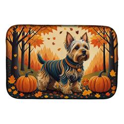 21 x 14 in. Unisex Silky Terrier Fall Dish Drying Mat