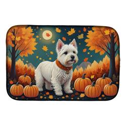 21 x 14 in. Unisex Westie Fall Dish Drying Mat