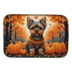 21 x 14 in. Unisex Yorkshire Terrier Fall Dish Drying Mat